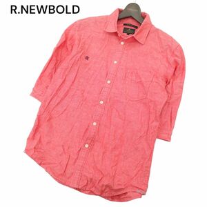 R.NEWBOLD ポールスミス 春夏 ロゴ刺繍★ 7分袖 ベーシック シャツ Sz.L　メンズ 赤　C4T05229_5#A