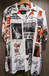 送料込/新品同様20ss WACKO MARIA RAGE AGAINST THE MACHINE HAWAIIAN SHIRT M White 白 ワコマリア ハワイアンシャツ アロハレーヨン