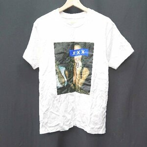 ◇ GODSELECTION 大きめ ビックシルエット プリント総柄 半袖 Tシャツ サイズS ホワイト メンズ レディース E