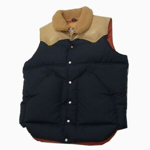 美品◇Rocky Mountain WAREHOUSE Christy Vest ホースレザー ヨークダウンベスト 羽毛 馬革 衿ボア ウェアハウス×ロッキーマウンテン