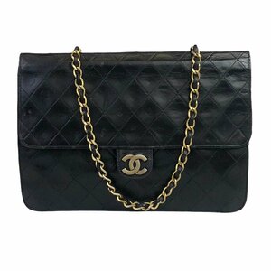 【1円～】シャネル CHANEL バッグ ショルダーバック チェーンショルダー マトラッセ ラムスキン ブラック ゴールド金具 中古