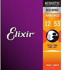 Elixir エリクサー アコースティックギター弦 NANOWEB 80/20ブロンズ Light .012-.053 #11052