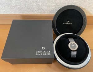 ★中古★CENTURY センチュリー TIME GEM 黒文字盤 SWISS MADE メンズ 腕時計 ダイヤ 1P 腕時計 現状品