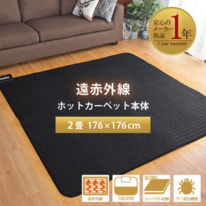 ホットカーペット 本体 2畳 176×176 cm 単品 遠赤外線 ダニ退治 マイコン制御 タイマー付き 省エネ収納 家電 1年保証 あったかい