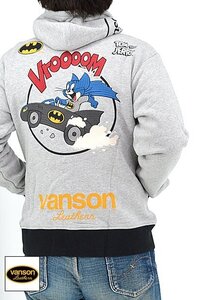 vanson×TOM＆JERRY WARNER BROS.100周年記念モデル 裏毛フルジップパーカー◆vanson グレーXLサイズ TJV-2440 バンソン トムとジェリー