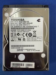 ■エラーなし・使用時間 1200H以下■ [2.5インチ　SATA　1TB　9.5mm]　東芝　MQ01ABD100　S/N:*7JT