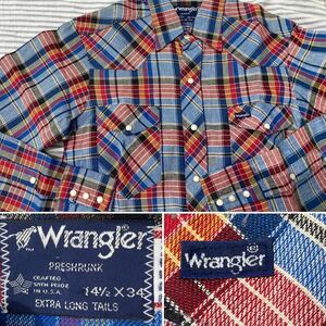 1980年代デッドストックVINTAGEラングラーウエスタンシャツWRANGLER1980sビンテージ ホースロゴ 14ハーフSサイズ アメリカ製イレギュラー