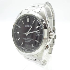 13100-3【美品】CITIZEN/REGUNO/シチズン/レグノ/H415-S057515/腕時計/時計/ソーラー/デイト/ブラック文字盤/シルバー/ラウンド/稼働