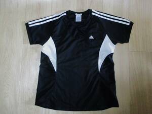 アディダスCLIMA COOL・3本ライン半袖Tシャツ・黒×白色・サイズM