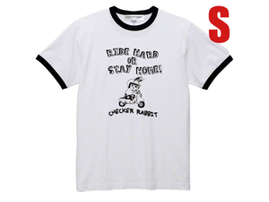 CHECKER RABBIT Ringer T-shirt S/リンガーteeシャツホワイトチェッカー富士重工ラビットビンテージスクーターs301s60190125バイカーバイク