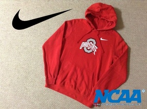 ★中古★ナイキ NCAA オハイオ大学 パーカー センターロゴ レッド 赤 ファッション ストリート トレーニング Sサイズ 古着 NIKE AR3408-657