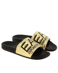 ☆匿名発送☆新品タグ付 US9.5 金/黒 エンポリオアルマーニ シーワールド スライド シャワーサンダル Emporio Armani EA7 Seaworld Slides