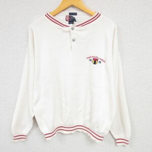 L/古着 ラルフローレン Ralph Lauren チャップス 長袖 ブランド トップス メンズ 90s コットン ヘンリーネック 白 ホワイト 23sep01 中