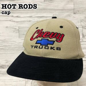 HOT RODS US アメリカ古着 刺繍 シボレー 企業ロゴ キャップ