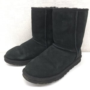 ●UGG アグ 定番人気 クラシックショート ふかふか 羊革 ムートンブーツ US8(25cm) 黒 ブラック ショートブーツ ウィンターブーツ 女性用