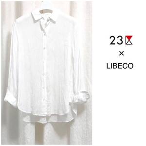 美品 23区 × LIBECO リネン100% 洗える シャツ ブラウス 36 オンワード樫山 レディース トップス