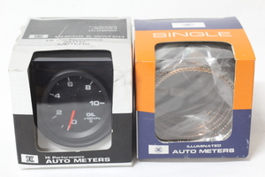 新品未使用 SKC AUTO METERS 52パイ オイルプレッシャー 油圧計 メーター 銅パイプ付