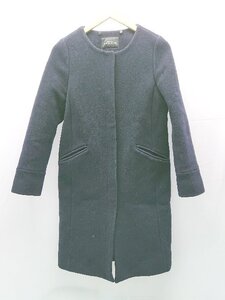 ◇ UNITED ARROWS green label relaxing ノーカラー カジュアル シンプル 長袖 コート サイズ38 ネイビー レディース E