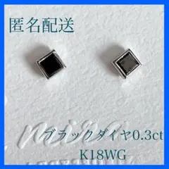 【新品未使用】 ブラックダイヤ 18KWG ピアス 18金ホワイトゴールド