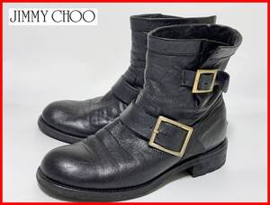 即決 JIMMY CHOO ジミーチュウ 36≒23cm ブーツ 黒 ブラック レザー レディース D4