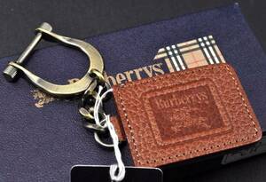 未使用 Burberry バーバリー チャーム レザー 革 ゴールド 金 ブラウン 茶色 ロゴ メンズ レディース 20.0g 正規品 箱付き 9034