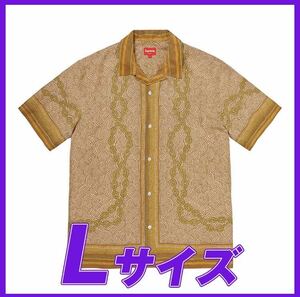 1224 Supreme Mosaic Silk S/S Shit Tan L/シュプリーム　モザイク　シルクS/S シャツ　タン　Lサイズ　2020SS