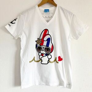 新品未使用★muta MARINE★ムータマリン マイメロコラボ Vネック Tシャツ 白 ホワイト メンズ Mサイズ 半袖 ロゴ アンカー マイメロディ