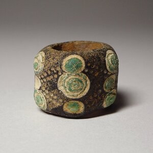 花◆蒐集家コレクション品 古代中国美術 紀元前5～紀元前3世紀 戦国時代 戦国玉 重層貼眼玉 多眼貼付筒型玉 とんぼ玉 出土品 11