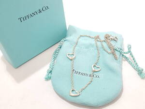 【美品】Tiffany & Co ティファニー エルサペレッティ オープンハート 3連 シルバー925 ペンダント/ネックレス/保存袋 箱付き/02SH1012201