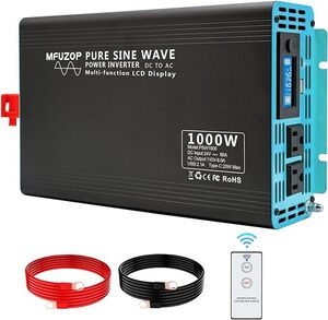 インバーター 正弦波 1000W 24V DC〜110V AC ピーク2000W リモコン付き USBおよびType C充電伝送インターフェース LCD液晶ディスプレイ