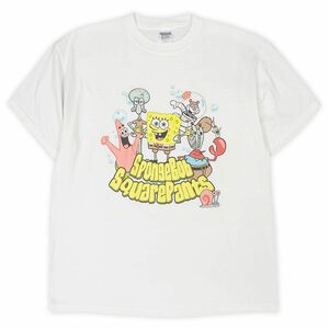 スポンジボブ Sponge Bob 90s 00s 初期 アニメ キャラクタープリントTシャツ ヴィンテージ 古着 (-2638) ホワイト / 白 XL