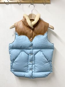 size7/8 美品 Rocky Mountain Featherbed ロッキーマウンテン ダウンベスト クリスティー レザーヨーク レディース