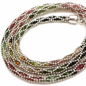 《K18WG 天然マルチカラートルマリンネックレス》J 約12.1g 約41.5cm tourmaline necklace ジュエリー jewelry EE5/ZZ