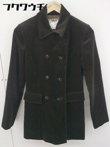 ◇ KATHARINE HAMNETT LONDON ダブルボタン 長袖 ロング ジャケット サイズ M ダークブラウン レディース