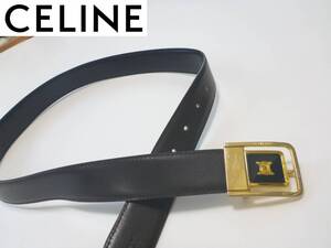 CELINEセリーヌ★黒　ブラック×ゴールド金具　本革レザー　ベルト　レディース