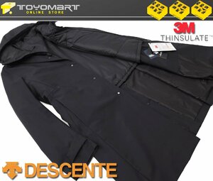 1121●DESCENTE デサント●7741　新品 【撥水加工】 シンサレート中綿ライナー　ステンカラーフードコート　ブラック/LL　定価42900円