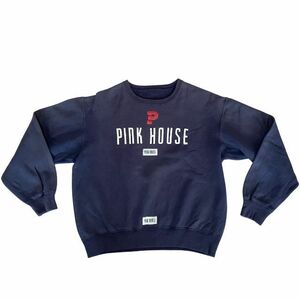 ピンクハウス スルーネック スウェット トレーナー 両面プリント 裏起毛　　PINK HOUSE ネイビー デカロゴ ビッグロゴ 雅瀬239