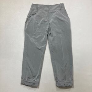 51 BOSS HUGO BOSS ヒューゴ ボス クロップド アンクル パンツ 裾デザイン 薄地 春夏 グレー レディース 40709D