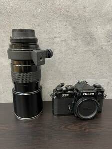 ＃3743 NIKON ニコン FE2 フィルムカメラ 一眼レフ ブラック ボディ＆300㎜レンズ シャッター音確認済 現状品