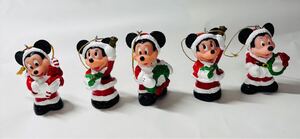 Disney ディズニー クリスマスオーナメント 5体セット ミッキーマウス ミニーマウス インテリア 7cm クリスマス 飾り置物 吊り下げ