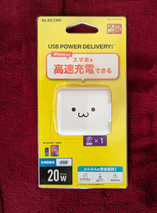 未使用品 ELECOM(エレコム) Power Delivery 20W/USB AC高速充電器 Type-C ホワイトフェイス MPA-ACCP17WF