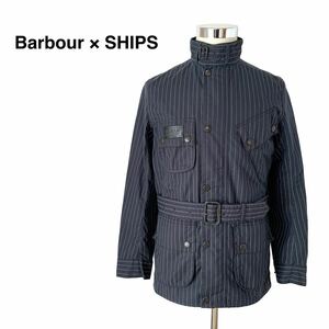 ☆バブアー × シップス 別注 インターナショナル ピンストライプ オイルド モーターサイクル ジャケット Barbour SHIPS コラボ ビデイル