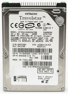 ★中古動作品★2.5インチ ノート用HDD 40GB　IDE ハードディスク HTS541040G9AT00 5400RPM★送料無料★初期保障あり