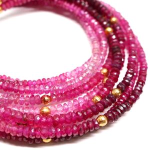 3連!!豪華!!1円〜!!《天然ルビー3連ネックレス》J 約25.9g 約48.0cm ruby necklace DC0/DE0 E256