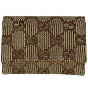 グッチ GUCCI GG柄 コインケース カード入れ コインケース GGキャンバス ベージュ 120964 レディース 【中古】