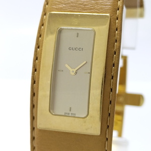 【中古】GUCCI 腕時計 クオーツ レディース レザー キャメル ゴールド 7800S QZ