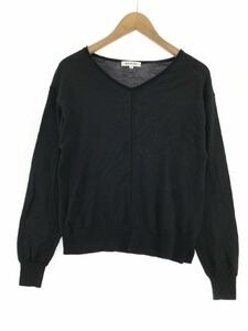 NATURAL BEAUTY BASIC ナチュラルビューティーベーシック ウール100% Vネック ニット セーター sizeM/黒 ◇■ ☆ djd0 レディース