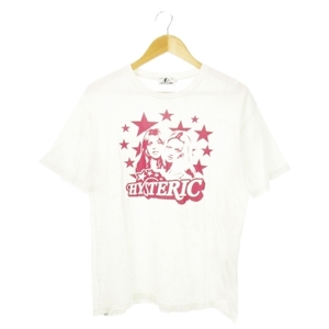 ヒステリックグラマー HYSTERIC GLAMOUR Tシャツ カットソー ラウンドネック 丸首 半袖 コットン プリント ロゴ ガール スター S 白