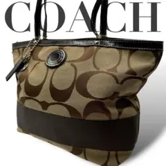 COACH ハンドバッグ トートバッグ キャンバス ベージュ　ブラウン　茶色