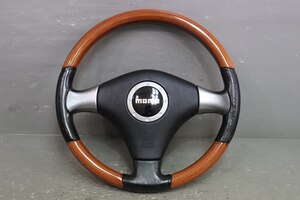 ミラジーノ (L650S) 純正 モモ MOMO モモステ ステアリングホイール ホーンパット ウッドコンビ レザー p040105